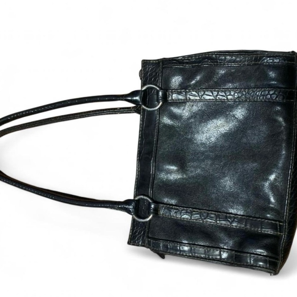 Elegant Black Leather Tote Bag